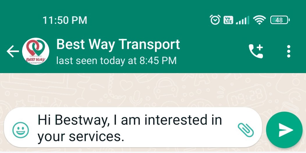 WhatsApp number +60 11-1668 9298, I'm interested in your transport services